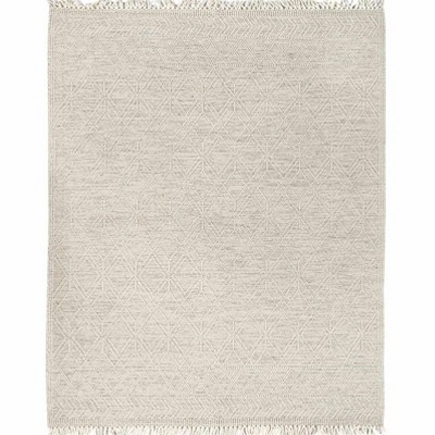 Ivory and Black Handwoven Wool and Cotton 3' x 5' Rug