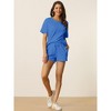 cheibear Women's Casual Pullover Short Sleeve Sleepshirt with Shorts Waffle Pajama Sets - 3 of 4