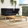vidaXL 2 Piece Patio Pallet Sofa Set with Cushions - Solid Acacia Wood - Garden, Patio, Terrace Furniture - Modular Design - Black Cushions - 2 of 4