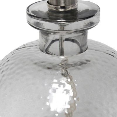 20" Gray Hammered Glass Table Lamp with White Linen Shade