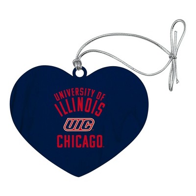 UIC Flames Heart Love Wood Christmas Tree Holiday Ornament