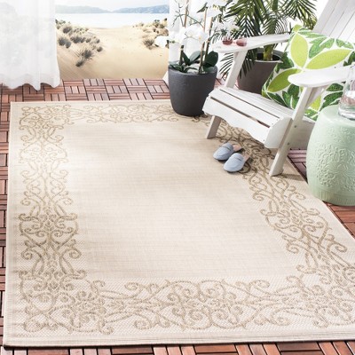 Natural Brown Rectangular Synthetic Indoor/Outdoor Rug