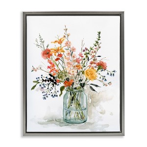 Stupell Industries Warm Summer Floral Bouquet Floating Frame Canvas Art - 1 of 4