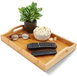 Juvale Bamboo Wood Serving Tray with Handles for Bed, Vanity, Ottoman 16 x 11 x 2 in