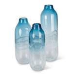 Lone Elm Studios Assorted-sized Artisanal Smooth Glass Vases in Milky White and Indigo Blue (Set of 3)