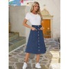INSPIRE CHIC Womens' Stretchy High Waist Buttons Front Flowy Midi A-Line Skirts with Pocket - 2 of 4