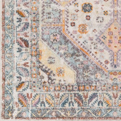 Hand-Knotted Oval Yellow and Blue Synthetic Fur Rug 8' x 10'