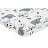 Sweet Jojo Designs Boy Baby Fitted Mini Crib Sheet Bear Mountain Blue Black and White - 2 of 4
