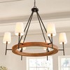 Rennnsan Raffix 40" W 6 -Light Wood Dimmable Farmhouse Wagon Wheel Chandelier in Black - 4 of 4