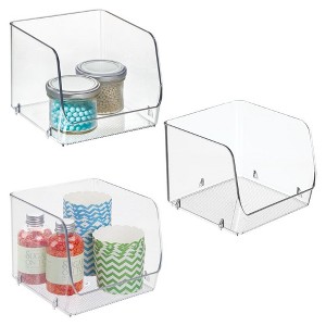 iDesign Stackable Open-Front Storage Bins - Set of 3 - Clear, USA Made - 1 of 4