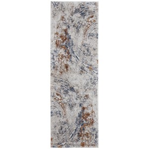 Gilmore Modern Abstract Ivory/Blue/Orange Area Rug - 1 of 4