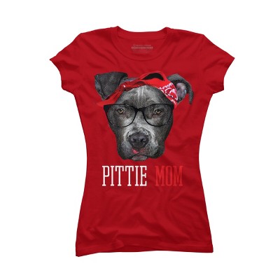 Junior's Design By Humans Mother's Day Pittie Mom Pitbull Dog Lovers By dandingroz T-Shirt