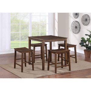 NicBex Dining Table Set for 4 Farmhouse Counter Dining Set Wood Dining Table with 4 Stools for Kitchen - 1 of 4