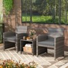 Tangkula 3 Pieces Patio Furniture Set PE Rattan Chairs Set w/ Storage Coffee Table - 4 of 4