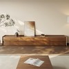 POVISON 118.11'' Mid-Century TV Stand with LED Lights, Modern Entertainment Center, Cabinet with Adjustable Light, Walnut Color - 2 of 4