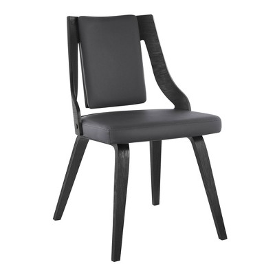 Gray Faux Leather and Black Wood Side Chair Set