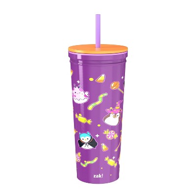 Zak Designs 23 fl oz Stainless Steel Squishmallows Kendall Straw Tumbler Purple