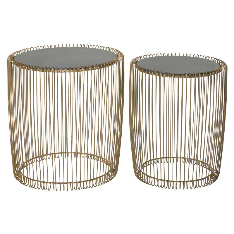 Set of 2 Metal and Glass Round Accent Tables Gold - Olivia &#38; May, 6 of 25