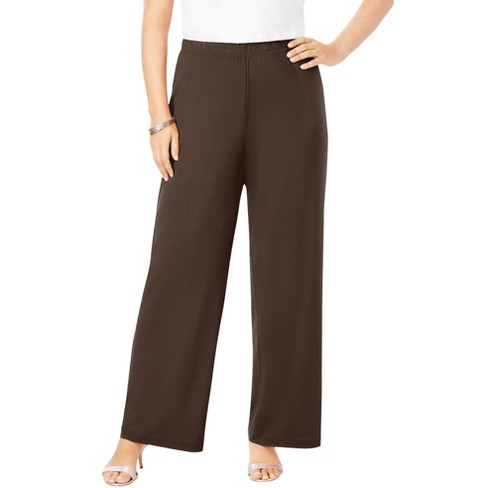 Roaman's Women's Plus Size Ultrasmooth Fabric Wide-leg Pant - 4x, Brown ...