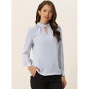 INSPIRE CHIC Women's Office Keyhole Elegant Stand Collar Long Sleeve Back Neck Button Blouse - 2 of 4