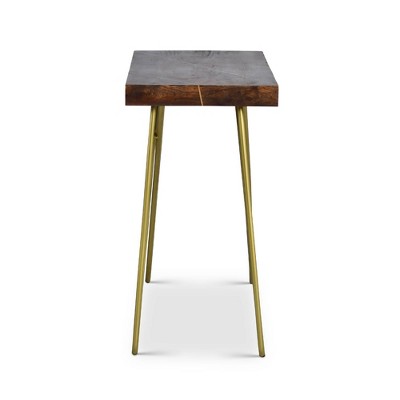 Walter Warm Pine and Brass Industrial Sofa Table