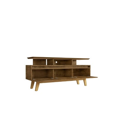 Rustic Brown Solid Wood TV Stand with Cabinet for 60" TVs
