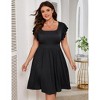 Whizmax Women Plus Size Midi Dress Short Ruffle Sleeves High Waist Casual Summer Dress with Pockets - 2 of 4