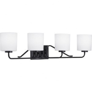 Progress Lighting Tobin 4-Light Bath Vanity in Black with Etched White Glass Shades - 1 of 1