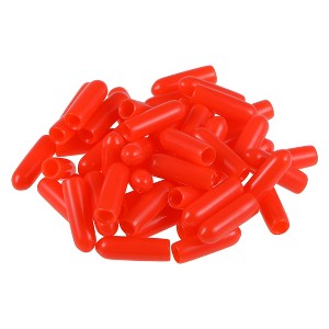 Unique Bargains Rubber Vinyl Round Tube Bolt Thread Protectors End Caps Cover Red 50 Pcs - 1 of 4