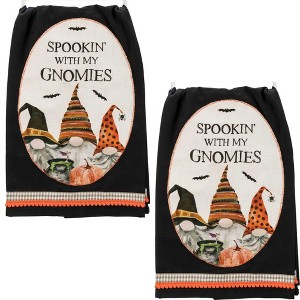 28.0 Inch Spookin With My Gnomies Set/2 Halloween Kitchen Kitchen Towel - 1 of 3
