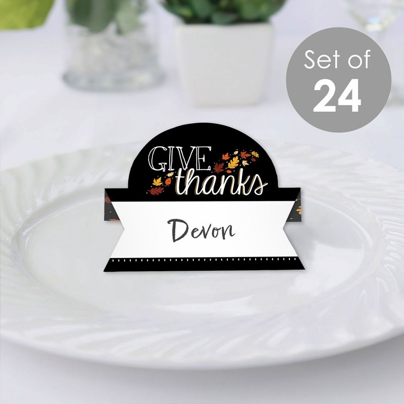 Big Dot of Happiness Give Thanks - Thanksgiving Party Tent Buffet Card - Table Setting Name Place Cards - Set of 24, 2 of 9
