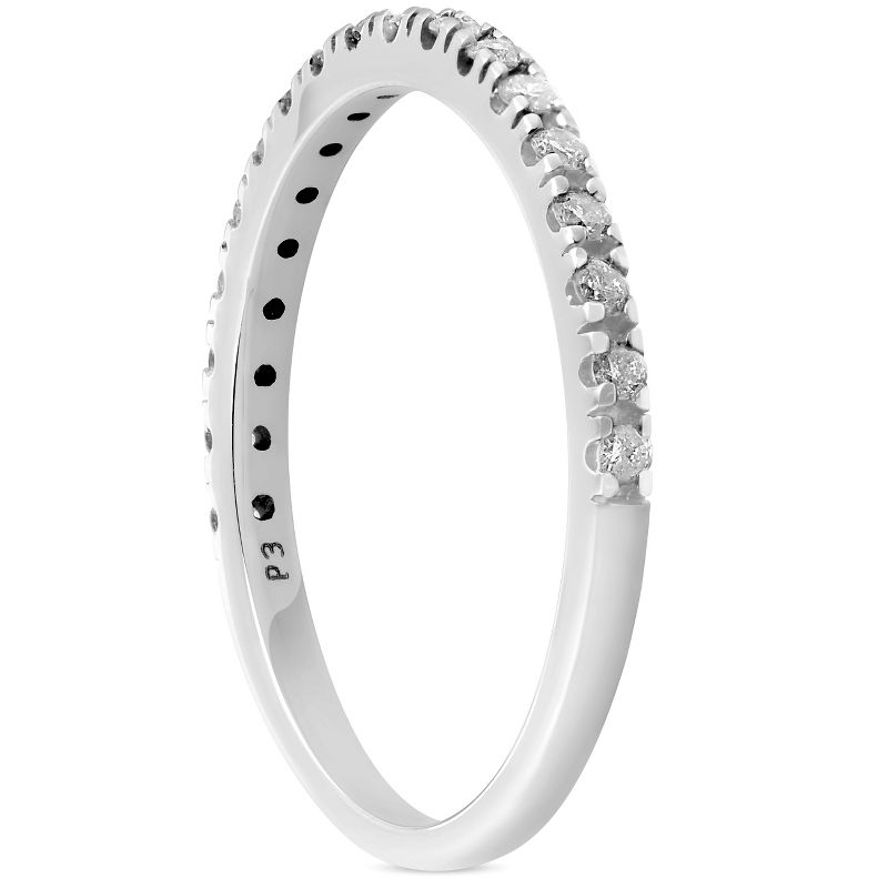 Pompeii3 1/4ct Diamond Ring Stackable Engagement Womens Wedding Band 10K White Gold, 2 of 6