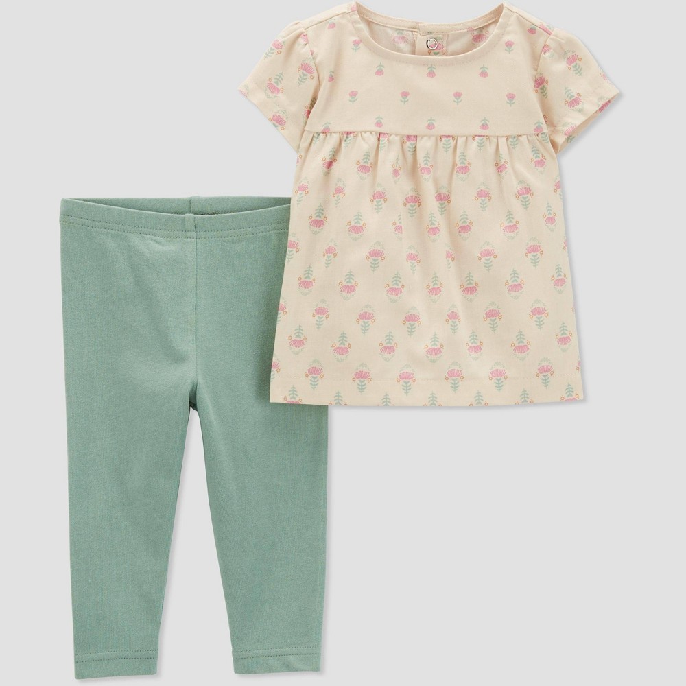 Carter's Just One You® Baby Girls' Ruffle Top & Bottom Set - Green 6M -  91121688