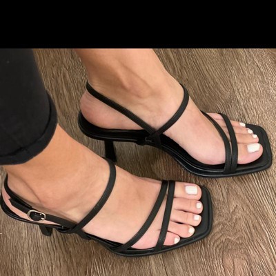 Comfy black strappy on sale heels