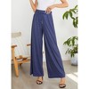 Women's Wide Leg Pants Casual Palazzo Summer Flowy Pants Elastic High Waist Lounge Drawstring Long Trousers - 3 of 4