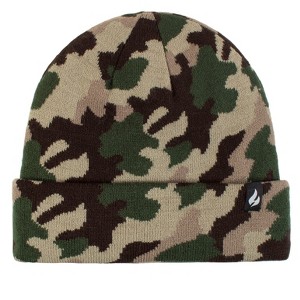 Boys Gavin Camouflage Knit Roll Up Hat | Size Boys 8-16 - Green - 1 of 4