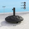 Round Patio Umbrella Base with Wheels, 44 lbs Resin Umbrella Stand Base, Heavy Duty Patio Umbrella Holder for 1.3"/1.5"/1.9" Umbrella Poles - 3 of 4
