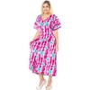 LA LEELA Women's Summer Button Up Holiday Beachwear Bathing Suit Beach Long Shirts Cover ups Night T Shirt for Women Large-X-Large Pink, Floral - 4 of 4