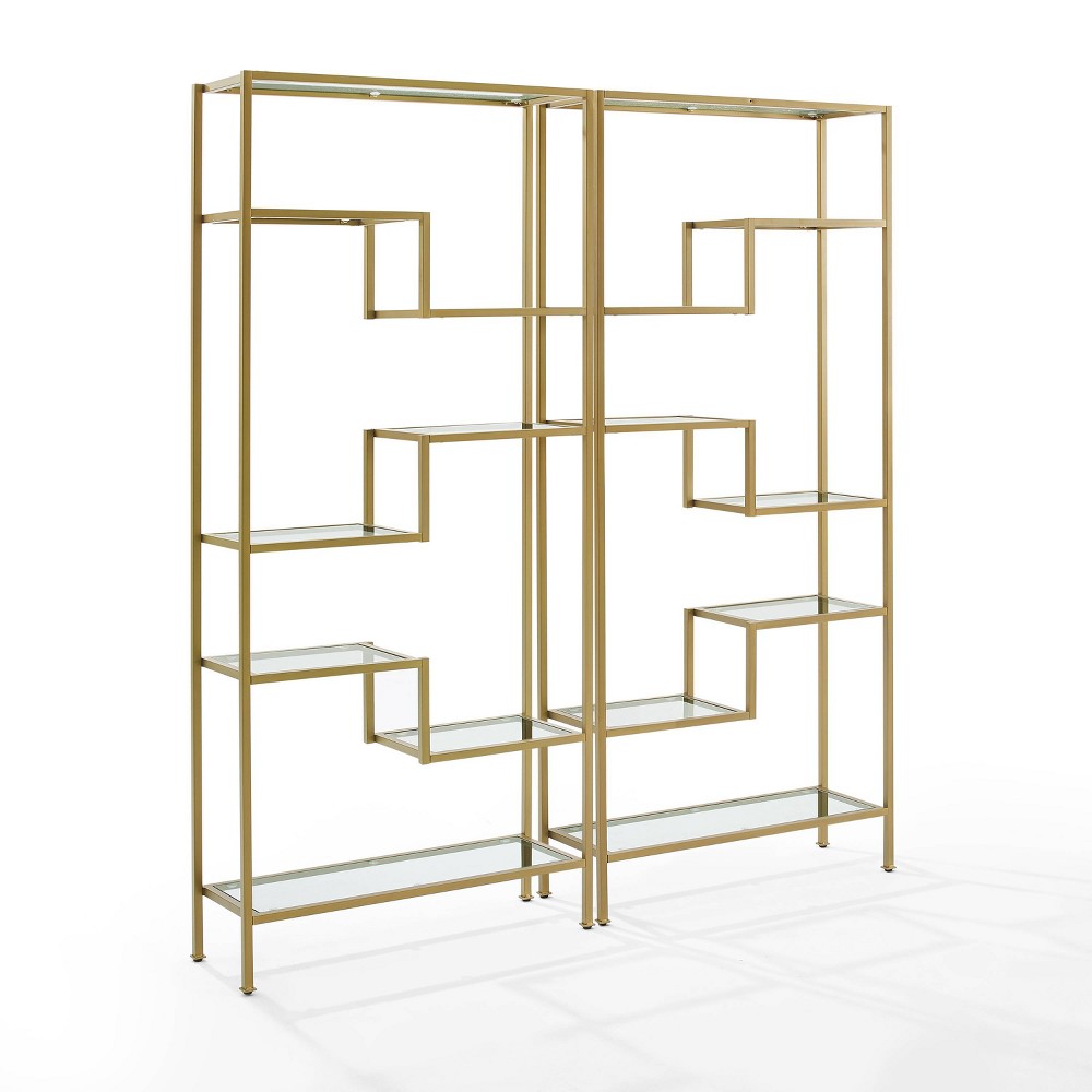 Photos - Garden & Outdoor Decoration Crosley 78" 2pc Sloane Etagere Set Gold - : Modern Mid-Century Shelving, 14 