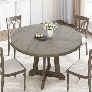 Jojoka Round Dining Table for 4, 47 Inch Wooden Kitchen Table with Sturty Legs, Dining Room Table, Circle Table for Dining Room, Kitchen - 1 of 4