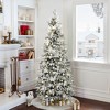 LuxenHome 6Ft Pre-Lit Snow Flocked Pop-Up Artificial Christmas Tree Green - 2 of 4