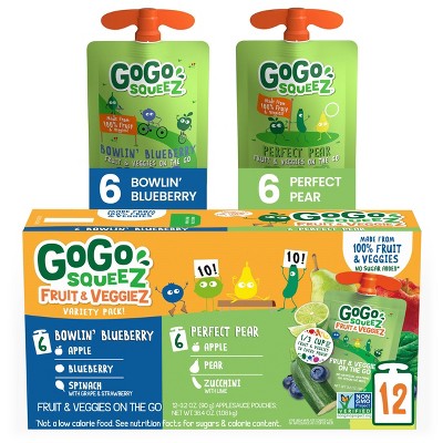 GoGo squeeZ Fruit & VeggieZ Blueberry/Pear - 12ct/38.4oz