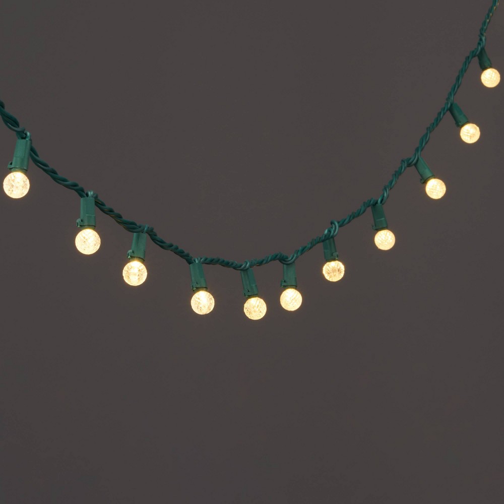 Photos - Floodlight / Street Light 60ct LED Faceted Sphere Christmas String Lights Warm White with Green Wire