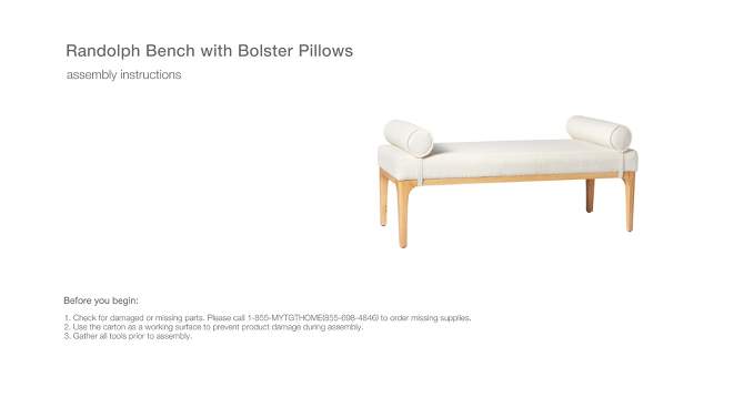 Randolph Bench with Bolster Pillows Linen - Threshold™ designed with Studio McGee, 2 of 13, play video