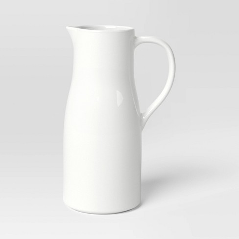 72oz Porcelain Pitcher White - Threshold™: Microwave & Dishwasher Safe, Hot/Cold Beverage Server, 10.625" Height - image 1 of 3