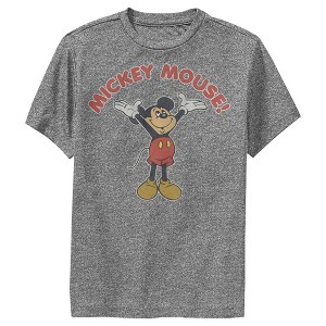 Boy's Disney Mickey Mouse Retro Distressed Performance Tee - 1 of 4