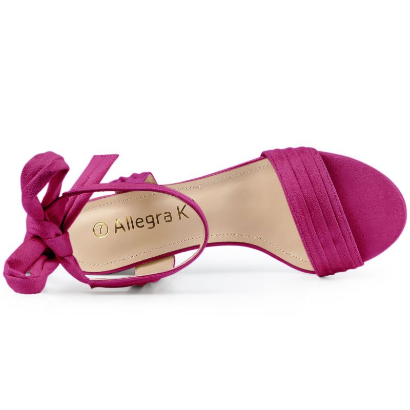 Allegra K Women's Open Toe Ankle Tie Back Block Heels Sandals, 4 of 7