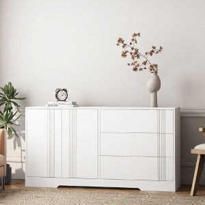 47.2" Sideboard Buffet Cabinet With Storage, 3 Drawers And 1 Double Doors Cabinet, Large Coffee Bar Table, Accent Sideboard For Kitchen - 1 of 4