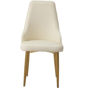 Gulches Faux Leather Dining Chairs Set of 2, White PU Upholstery, Quilted Design, Metal Legs, Ergonomic Backrest for Home/Office - 1 of 4