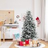 LuxenHome 5Ft Prelit Christmas Tree with Metal Stand, Full Fir Artificial Flocked Christmas Tree with 150 LED Lights Green - 4 of 4